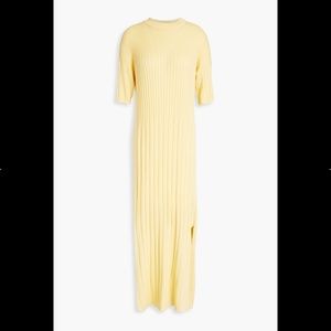 NAADAM Ribbed Silk And Cashmere-Blend Butter Yellow Midi Dress